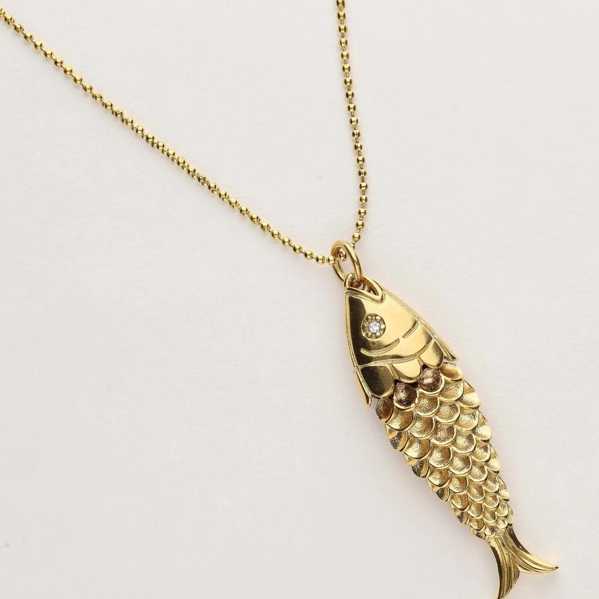 Copper Gold Plated Inlay Koi Zircon Pendant Necklace