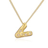 Copper Gold Plated Inlay Letter Zircon Pendant Necklace