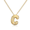 Copper Gold Plated Inlay Letter Zircon Pendant Necklace