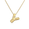 Copper Gold Plated Inlay Letter Zircon Pendant Necklace