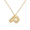 Copper Gold Plated Inlay Letter Zircon Pendant Necklace