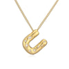 Copper Gold Plated Inlay Letter Zircon Pendant Necklace