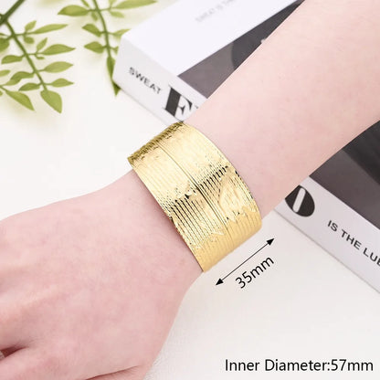 Copper Gold Plated Irregular Irregular Solid Color Lines Bangle