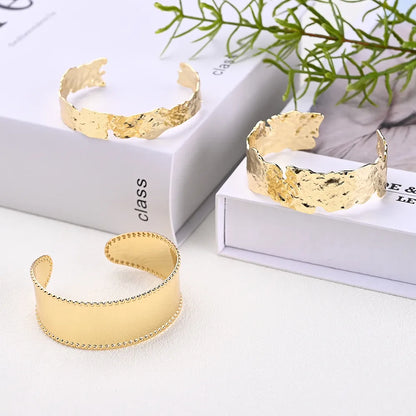 Copper Gold Plated Irregular Irregular Solid Color Lines Bangle