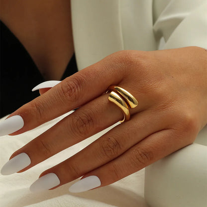 Copper Gold Plated Lady Plating Geometric Open Rings