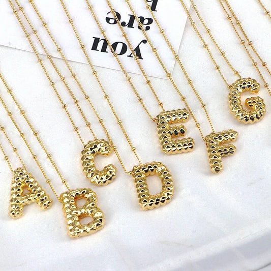 Copper Gold Plated Letter Pendant Necklace