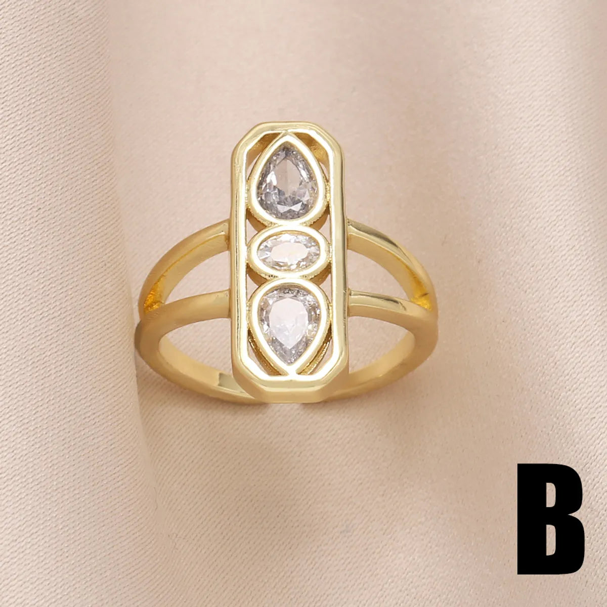 Copper Gold Plated Modern Style Simple Style Plating Inlay Irregular Zircon Open Rings