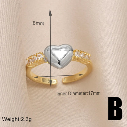 Copper Gold Plated Modern Style Simple Style Plating Inlay Star Heart Shape Bow Knot Zircon Open Rings