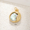 Copper Gold Plated Pendant Necklace With Moon Star Abalone Shell And Dripping Oil Vintage Enamel Design