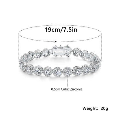 Copper Gold Plated Plating Inlay Flower Zircon Tennis Bracelet