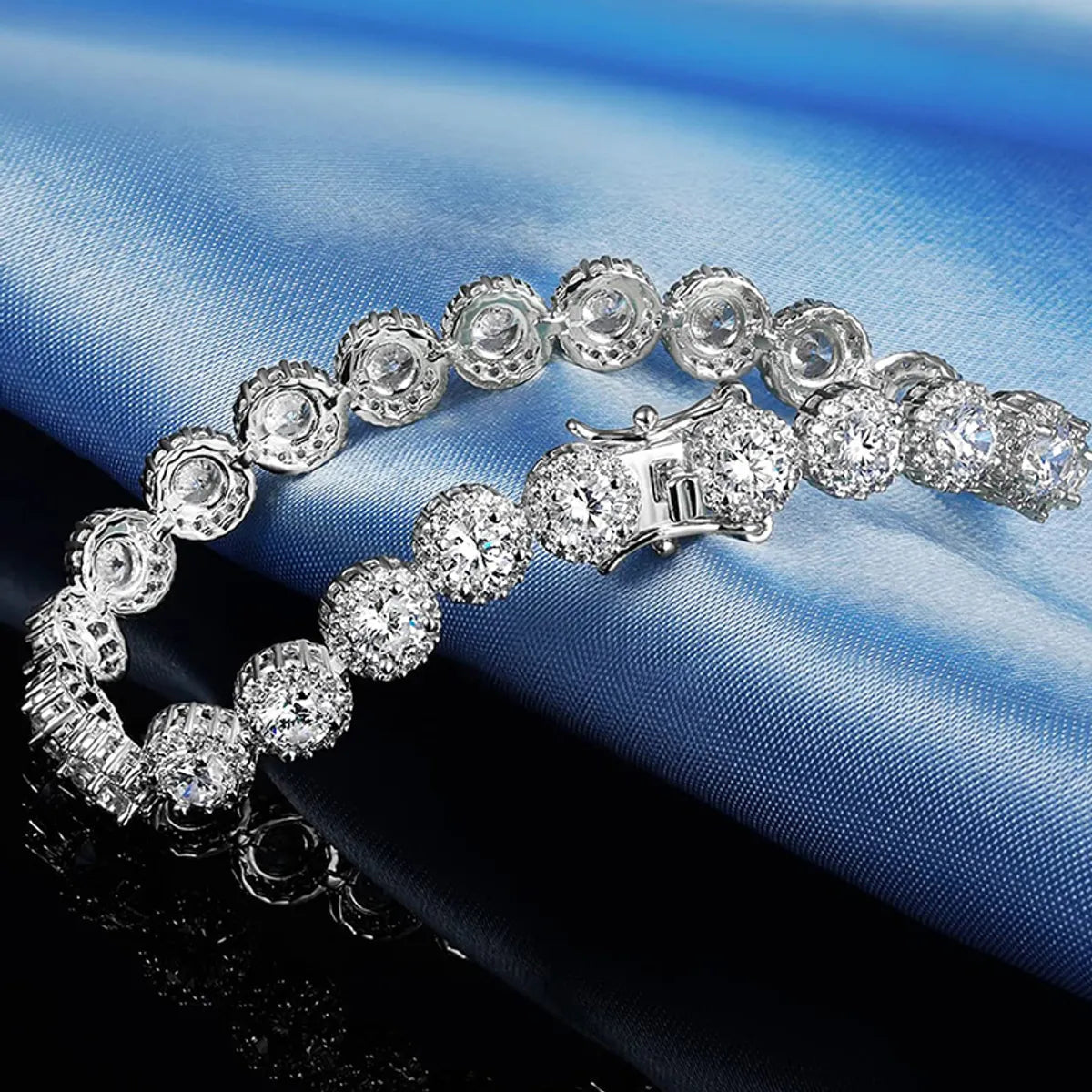 Copper Gold Plated Plating Inlay Flower Zircon Tennis Bracelet