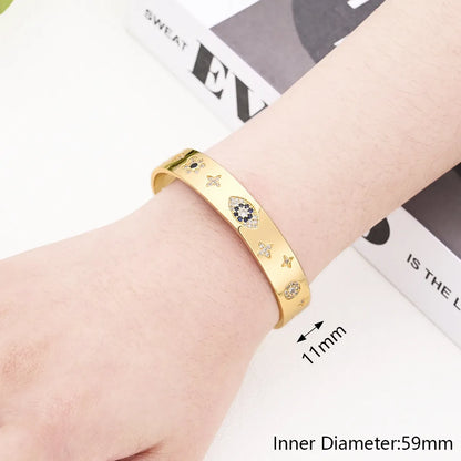 Copper Gold Plated Polishing Irregular Star Eye Zircon Bangle