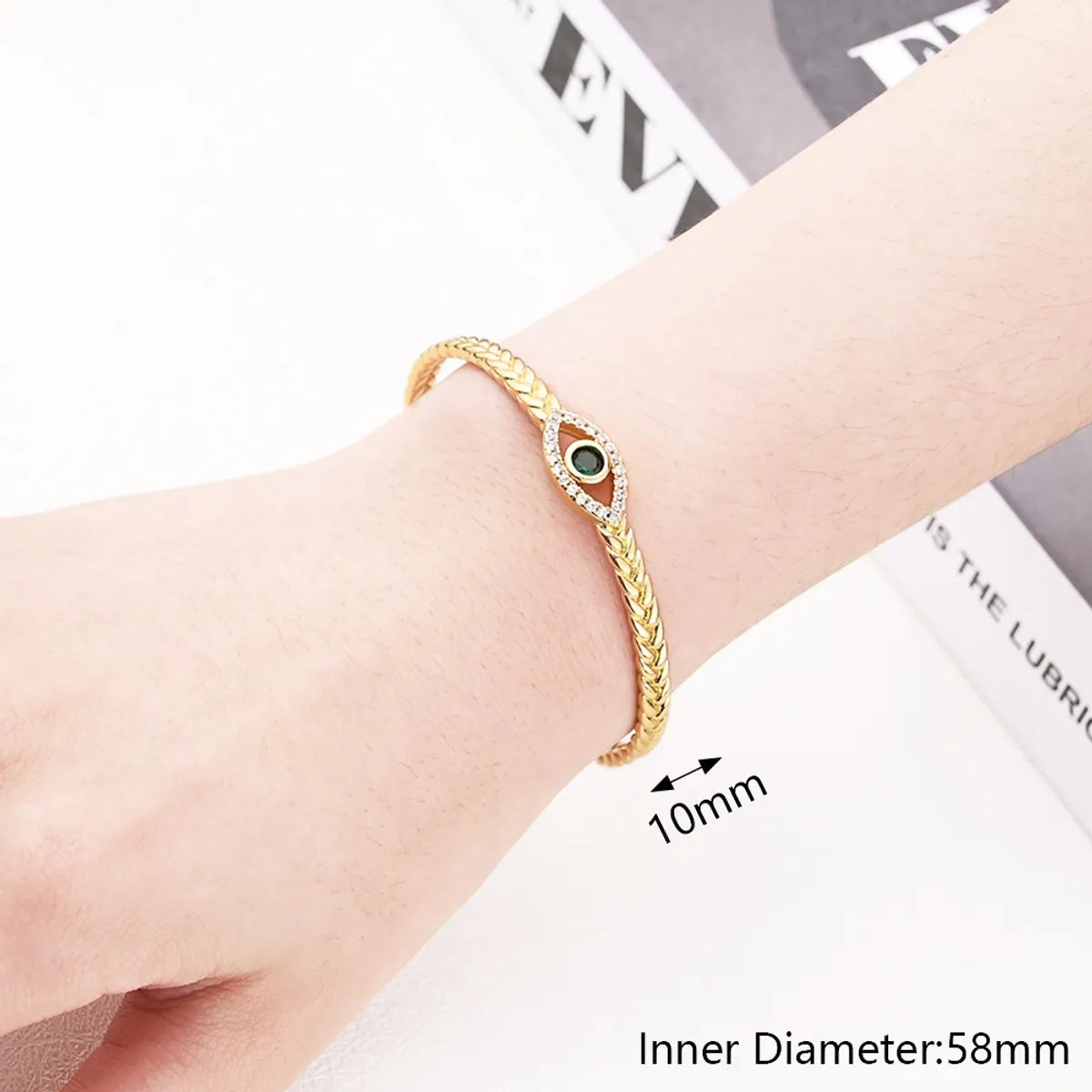 Copper Gold Plated Polishing Irregular Star Eye Zircon Bangle