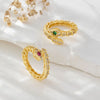 Copper Gold Plated Retro Plating Inlay Snake Zircon Open Rings
