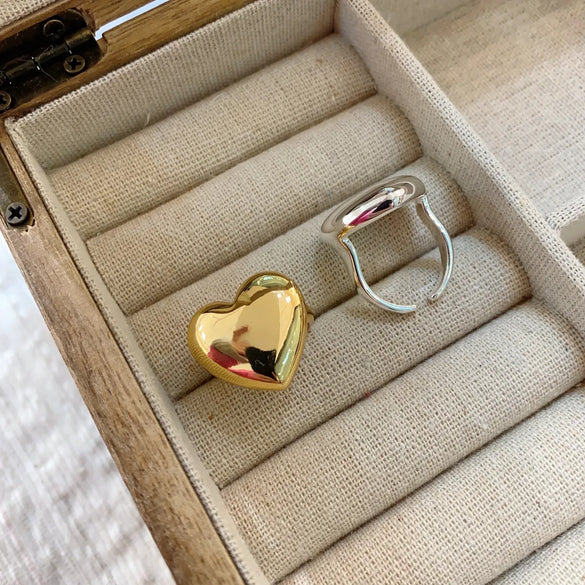 Copper Gold Plated Silver Plated Casual Simple Style Heart Shape Open Rings