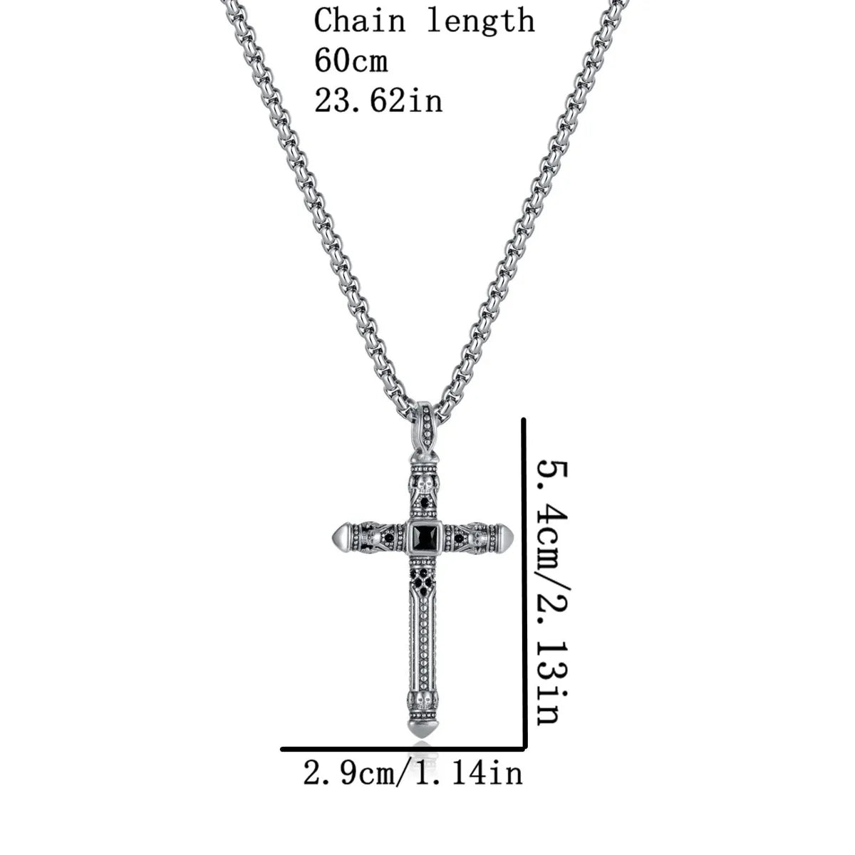 Copper Gold Plated Silver Plated Retro Artistic Cross Inlay Zircon Necklace