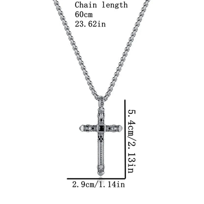 Copper Gold Plated Silver Plated Retro Artistic Cross Inlay Zircon Necklace