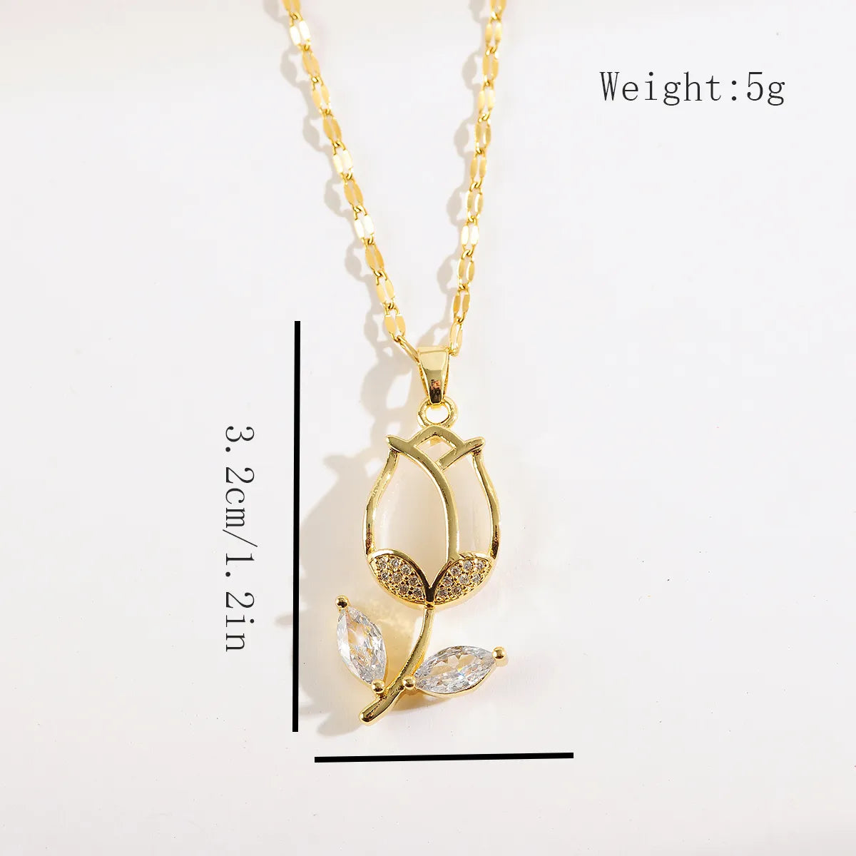 Copper Gold Plated Simple Style Classic Style Plating Inlay Flower Rhinestones Pendant Necklace