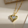 Copper Gold Plated Simple Style Classic Style Plating Inlay Heart Shape Zircon Pendant Necklace