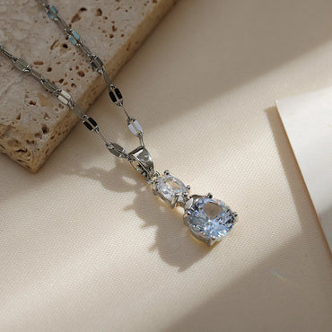 Copper Gold Plated Simple Style Classic Style Plating Inlay Solid Color Zircon Pendant Necklace