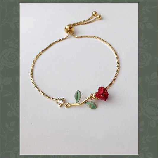 Copper Gold Plated Simple Style Flower Plating Bracelets