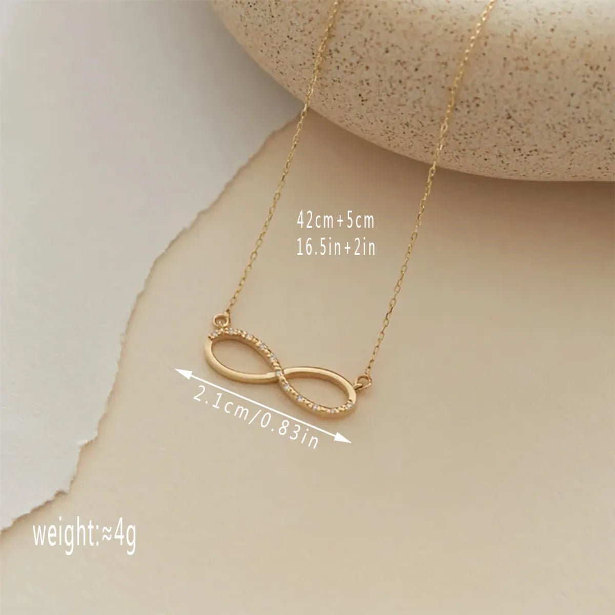 Copper Gold Plated Simple Style Infinity Pendant Necklace