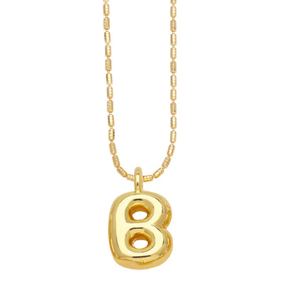 Copper Gold Plated Simple Style Letter Pendant Necklace