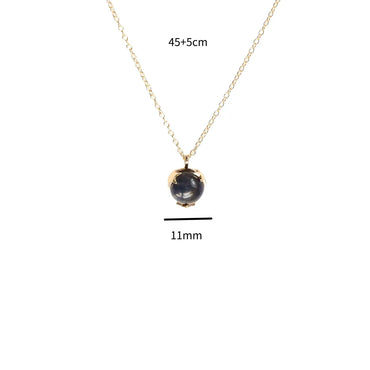 Copper Gold Plated Simple Style Sports Inlay Round Natural Stone Pendant Necklace