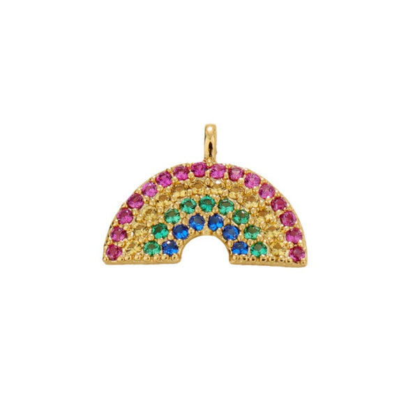 Copper Gold Plated U Shaped Horseshoe Lucky Necklace Pendant With Inlaid Zircon And Rainbow Pendant And Devil Eye Diy Accessories