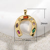 Copper Gold Plated U Shaped Horseshoe Lucky Necklace Pendant With Inlaid Zircon And Rainbow Pendant And Devil Eye Diy Accessories