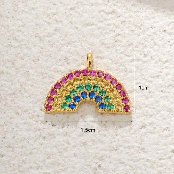 Copper Gold Plated U Shaped Horseshoe Lucky Necklace Pendant With Inlaid Zircon And Rainbow Pendant And Devil Eye Diy Accessories