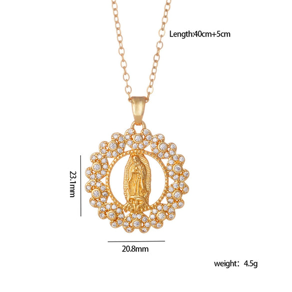 Copper Goldplated Cartoon Characters Pendant Necklace With Mixed Gemstone Setting And O Word Chain Light Luxury And Geometric Style