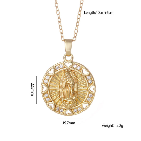 Copper Goldplated Cartoon Characters Pendant Necklace With Mixed Gemstone Setting And O Word Chain Light Luxury And Geometric Style