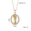 Copper Goldplated Cartoon Characters Pendant Necklace With Mixed Gemstone Setting And O Word Chain Light Luxury And Geometric Style