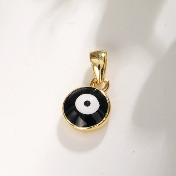 Copper Goldplated Devil's Eye Dripping Oil Totem Necklace Pendant Round Rectangular Tag Zircon Jewelry