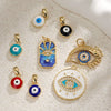 Copper Goldplated Devil's Eye Dripping Oil Totem Necklace Pendant Round Rectangular Tag Zircon Jewelry