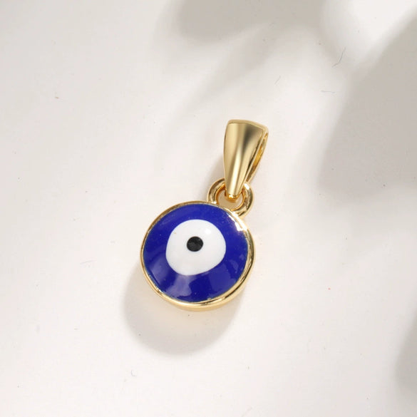 Copper Goldplated Devil's Eye Dripping Oil Totem Necklace Pendant Round Rectangular Tag Zircon Jewelry