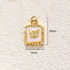 Copper Goldplated Elegant Rectangular Necklace Pendant With Letters Numbers Text Abalone Shell White Shell Cat's Eye Stone Inlaid With Pearls Zirconia Diy Decoration