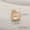 Copper Goldplated Elegant Rectangular Necklace Pendant With Letters Numbers Text Abalone Shell White Shell Cat's Eye Stone Inlaid With Pearls Zirconia Diy Decoration