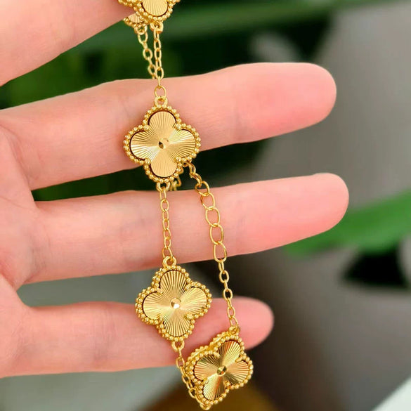 Copper Goldplated Fiveflower Clover Women's Bracelet