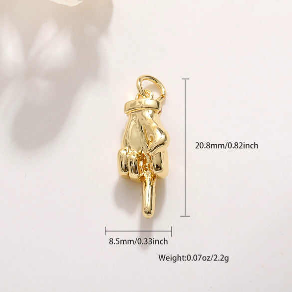 Copper Goldplated Handmade Jewelry Accessories With Heart Gesture Pendant Personality Style Genuine Gold Colorpreserving Treatment
