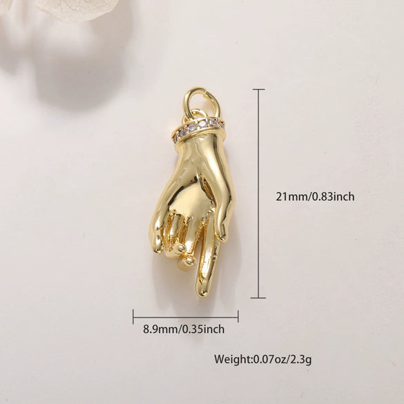 Copper Goldplated Handmade Jewelry Accessories With Heart Gesture Pendant Personality Style Genuine Gold Colorpreserving Treatment