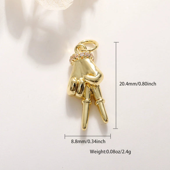 Copper Goldplated Handmade Jewelry Accessories With Heart Gesture Pendant Personality Style Genuine Gold Colorpreserving Treatment