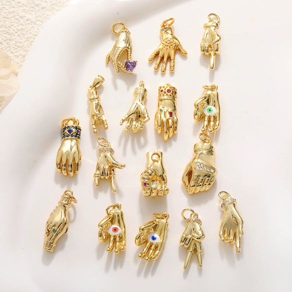 Copper Goldplated Handmade Jewelry Accessories With Heart Gesture Pendant Personality Style Genuine Gold Colorpreserving Treatment
