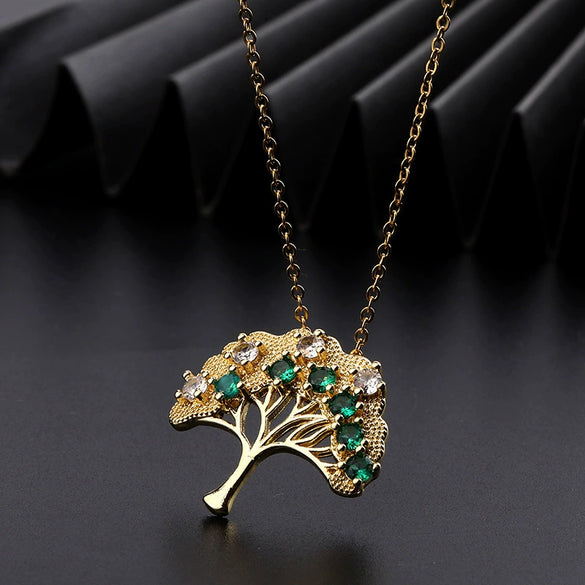Copper Goldplated Heartshaped Tree Of Life Necklace Pendant For Women With Electroplating Treatment