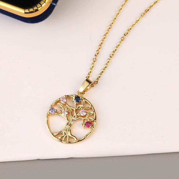 Copper Goldplated Heartshaped Tree Of Life Necklace Pendant For Women With Electroplating Treatment