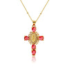 Copper Goldplated Micro Inlaid Zircon Cross Pendant Necklace Geometric Style