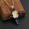 Copper Goldplated Micro Inlaid Zircon Cross Pendant Necklace Geometric Style