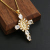 Copper Goldplated Micro Inlaid Zircon Cross Pendant Necklace Geometric Style