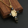 Copper Goldplated Micro Inlaid Zircon Cross Pendant Necklace Geometric Style
